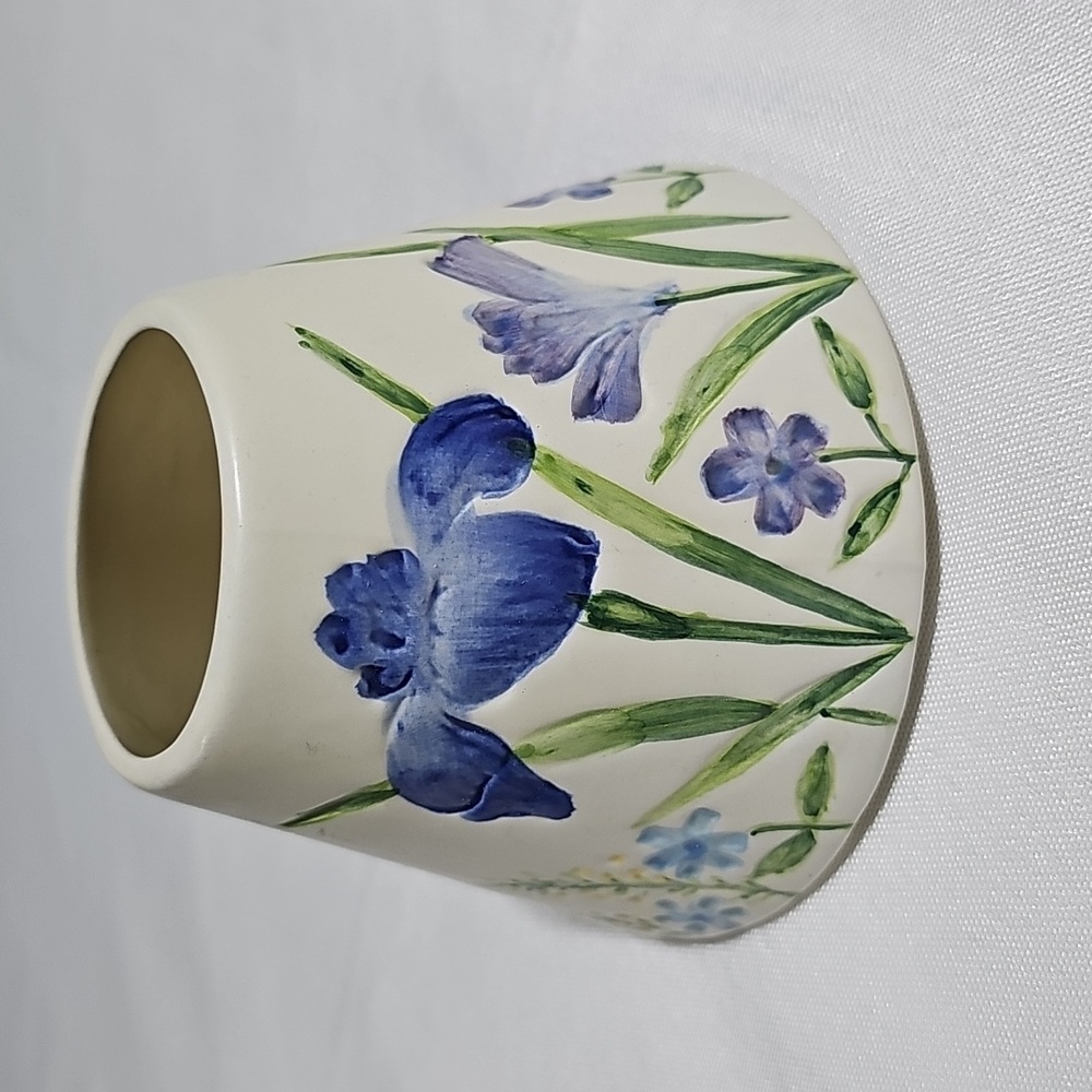 Ceramic Blue Iris & Wildflowers Candle Topper Shade - small